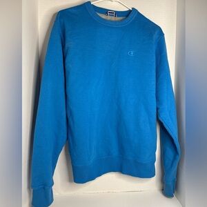 Vntg Champion Cotton Blend Long Sleeve Classic Fleece Sweatshirt Blue Small